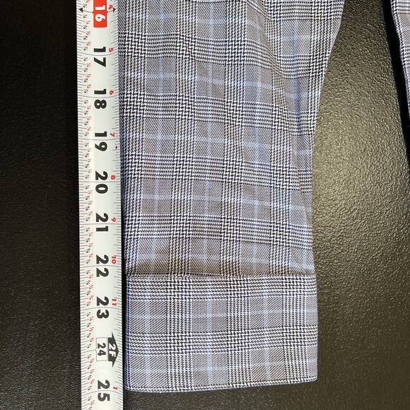 Tattersall London Dress Shirt 17 34/35 Blue Check Button Up Light Cotton NEW - Picture 11 of 11